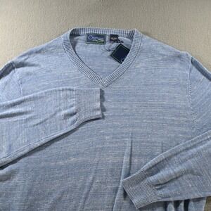 Charleston Threads Mens V-Neck Sweater XL Blue Heather Cotton